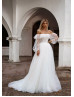 Off Shoulder Ivory Polka Dots Tulle Sweet Wedding Dress